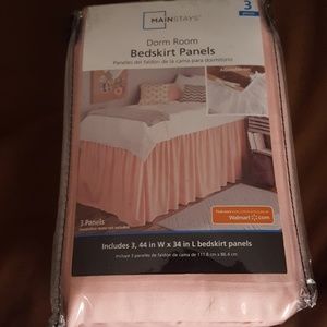 3 pcs/panels Dorm room light pink bedskirt panels